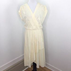Vintage Cream Eyelet Embroidered Wrap Style Dress
